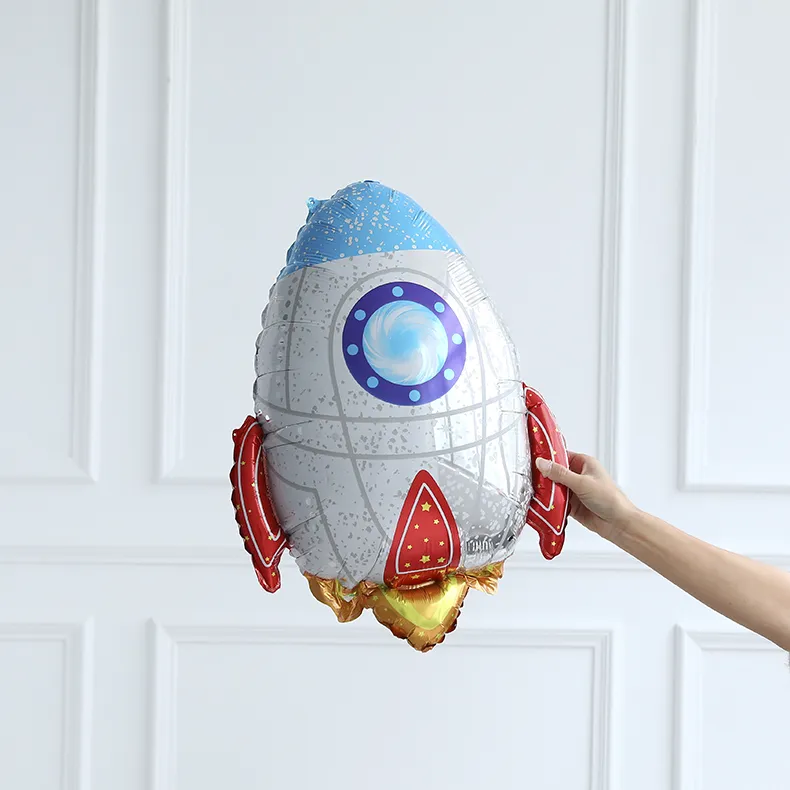 Morndew Space Theme Foil Balloons - 3 PCS Rocket Spaceman Flying Saucer Mylar Balloons