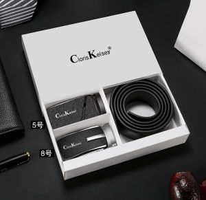 Genuine leather mens belt top-layer cowhide belt with matte buckle comes in a gift popular belt supports drop shipping