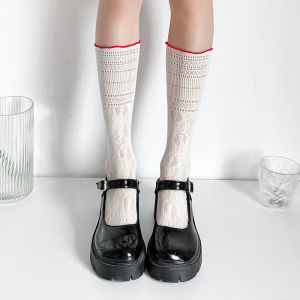 ✨CADIAES✨ฤดูร้อนบางเฉียบสั้นกลางน่องลูกไม้ถุงน่องสำหรับผู้หญิงญี่ปุ่นjkน่ารักลูกไม้ตาข่ายกลวงเชื้อราขอบถุงเท้าราคาขายส่ง