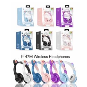 CAT EARS HEADSET headphone Hf bando telinga kucing P47m LED BANDO BLUETOOTH wireles RGB GAME HEADSET G-P47M LED WIRELESS super BASS BC4605
