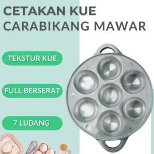 Alat Dapur Set Cetakan Kue Carabikang Kaki 3 Flat Tebal isi 7 Lubang Aluminium / Cetakan Dapur Kue Bikang Mawar Loyang  Kitchenware Tradisional