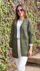 Zeagoo  Womens  2025  Summer Crochet Cardigan Sweater Lightweight Long Sleeve Front Open Kimono Bohemian Knitted Cover-Up