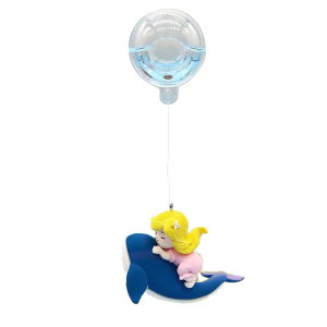 [Alex Do] Hot Sale Whale Riding Girl Aquarium Decoration With Ball Plastic Floating Diver Fish Tank Ornament Cute Cartoon Character Decoration