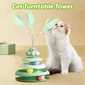 Cat Toy Interactive 4-Layer Cat Turntable Tower with Balls Cat Intelligence Training Supplies Toy