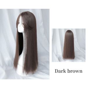 Fashion Ladies Wig Middle Parting Bangs Fluffy and Natural Suitable for Round Face Full Head of Long Straight Hair
