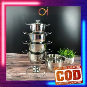 AI-C1339 Set Panci Masak Gagang Anti Panas High Quality / Panci Rebus Stainless Steel 5IN1 Peralatan
