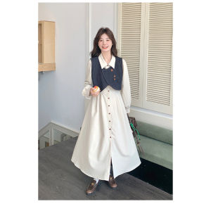 ชุดเดรสและเสื้อกั๊กยีนส์สไตล์ฝรั่งเศสสำหรับผู้หญิง 2025 ชุดเสื้อเชิ้ตใหม่ฤดูใบไม้ร่วง ชุดสองชิ้นยอดนิยม