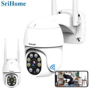 SriHome SP028 CCTV Outdoor Wireless WiFi Security Camera - 1080P FHD 360° PTZ Two-Way Audio Night Vision Waterproof 24/7 Recording Phone View