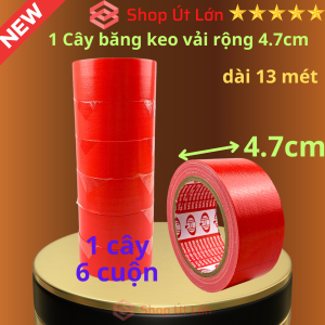 Băng keo vải màu đỏ rộng 4.7cm dài 13 mét lõi giấy 3mm - 1 cây có 6 cuộn