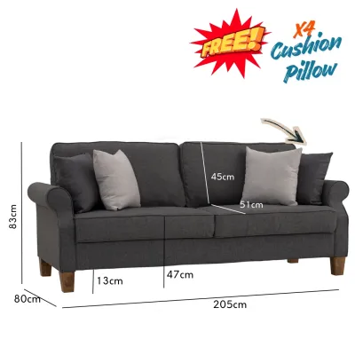 MUSE Design IMPERIAL 123 Seater Chesterfield Sofa-Grey