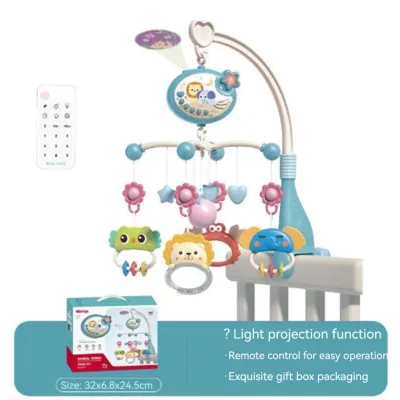 Crib Mobile with Music Projection & Remote Control - Rotating Musical Baby Crib Toy for Newborn Sleep Aid and Nursery Decor