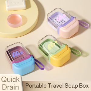 Seal with lid Shampoo box soap box Daily wash Double layer Mini Portable Mini Soap Box Soap box for travel/Travel Portable Double Layer Soap Box Sealed Mini Soap Box with Lid Drainage Soap Box