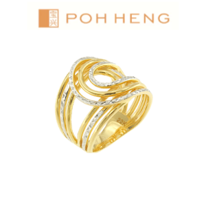 Poh Heng Jewellery 22K Radiant Twist Ring in Yellow White Gold[Price By Weight]