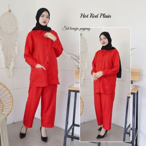 LDO One Set Daily Kemeja Panjang / Daily Set Outfit Kemeja Lengan Panjang Polos