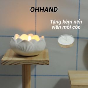 Cốc Nến Thạch Cao Thơm Hoa Sen Cốc Đựnng Nến Tealight - Cốc Hoa Sen Khuếch Tán Tinh Dầu OHHAND