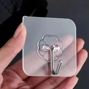 200Pcs Transparent Self-adhesive Hooks No Punch Heavy Duty Waterproof Sticky Wall Hangers