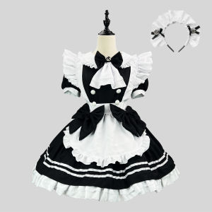 2025 New Japanese-style maid outfit in black and white little devil style lolita Soft Girl Uniform Little Chef cos Clothing