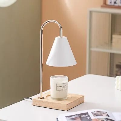Đèn Nến Thơm Phòng Đế Gỗ Có Thể Điều Chỉnh Ánh Sáng Đèn Led Trang Trí Phòng Ngủ Tặng 2 Bóng Dùng Đốt Nến An Toàn. - BUM STORE