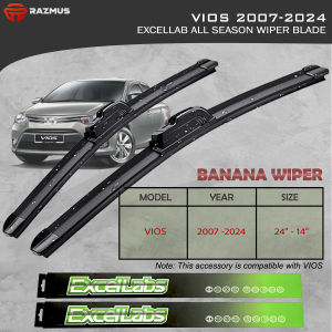 Toyota VIOS 2007 to 2024 (24"/14") Excellabs Front Wiper Blade All Season BANANA TYPE RUBBER