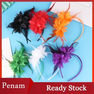 [PAM] 1 cái phụ nữ fascinator hat Headband hoa lông lưới sợi Cocktail tiệc cưới phụ kiện tóc trang trí đầu