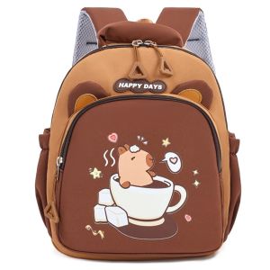 VIVIDI Cartoon Capybara Backpack Nylon Large Capacity Kindergarten Backpack Kawaii Lightweight Capybara School Bag