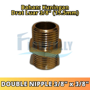 DOUBLE NIPPLE 3/8 x 3/8 INCH KUNINGAN NEPEL DOBEL DRAT LUAR