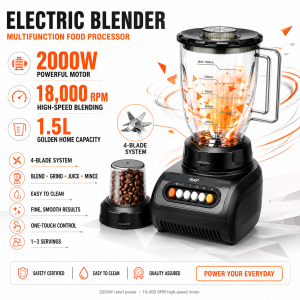 8500W Professional Blender 3L Large Capacity Powderable stainless steel timed operation 38000RPM High Speed Smoothie Maker with 8 Stainless Steel Blades  18 Speed Electric Mixer for Juice Ice Crushing Fruit&Vegetable Kitchen Use搅拌机mesin juice