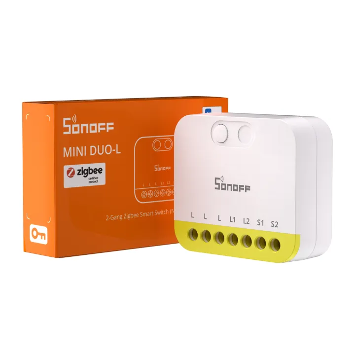 SONOFF MINI-ZB2GS-L MINI DUO-L 2-Gang Zigbee Smart Switch No Neutral Required Dual-Channel Control Zigbee 3.0 Light Switch eWeLink APP Control External Switch