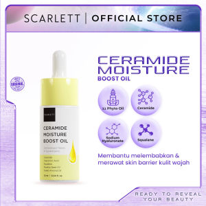 SCARLETT Whitening Ceramide Moisture Boost Oil Indonesia / Pelembab Wajah 10ml / Hyaluronic Acid / Squalane / Rosehip Seed / Sweet Almond / Moisturizer Moisturizing Cream Minyak / Melembabkan Merawat Skin Barrier Kulit Muka / Skincare Face Care Series
