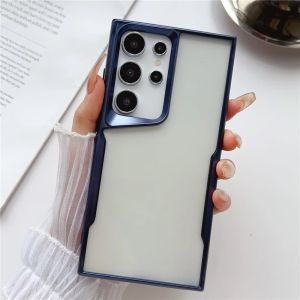 Kisscase Ốp trong suốt mạ điện mờ cho Samsung Galaxy S24 Ultra S23 Plus S23 FE Ốp bảo vệ chống mài mòn họa tiết lưỡi dao mờ sang trọng