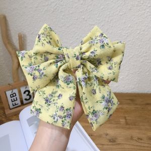 Korean Fashion Hair Clip Three-layer Floral Big Bow Hairpin Fabric Chiffon Temperament Back of The Head Spring Clips Hairpins Hair Accessories