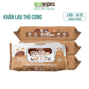 KHO THỦ ĐỨC_Combo 03 gói khăn giấy ướt lau vệ sinh thú cưng Pet EcoWipes 50 tờ