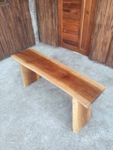 ม้านั่งไม้สะเดาท็อปแผ่นเดียว (ขาไม้แผ่นเดียว) ม้านั่งสนาม ม้านั่งยาว ม้านั่งไม้ เก้าอี้ไม้ เก้าอี้ยาว ม้านั่งกลางแจ้ง เก้าอี้สนาม ม้านั่งไม้ Bench Chair Wood ขาไม้แผ่นเดียว