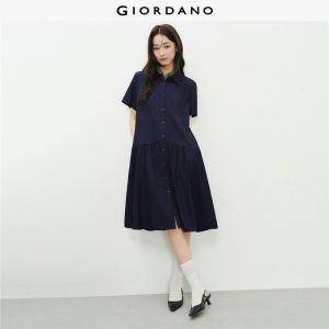 Giordano Women Denim-like tiered midi dress Free Shipping 18466221
