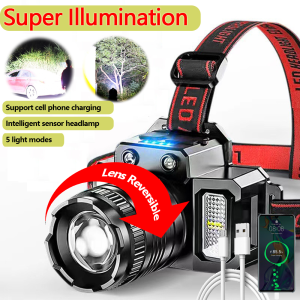 2000W Headlight white laser Headhead Fishing Outdoor Camping Light USB Flashlight Waterproof Torchlight Emergency Rechargeable Led light