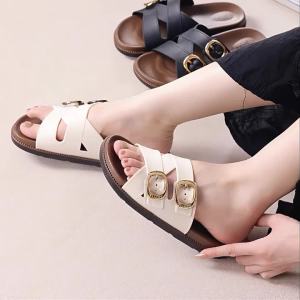 [Free Shipping] One-Strap Casual Thick-Soled WomenS Half-Slippers New Summer Model For Outdoor Wear Height-Increasing Beach Vacation Sandals In Stock