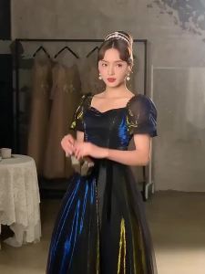 Dark Blue Annual Meeting Evening Dress: A French Elegance