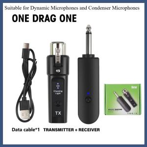 Microphone Converter UHF Wireless Microphone System Transmitter Receiver XLR for Guitar Audio Mixer Supports 0V-5V Dynamic Microphones and Condenser Microphones