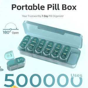 Vixplorn Pill Organizer Travel Case Weekly 7 Day 14 Slot Daily Two Times Snap Lock Compact Storage
