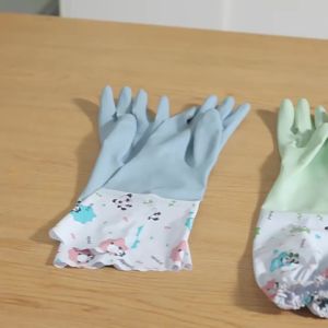 ถุงมือล้างจานในครัวเรือน ถุงมือซักผ้าบางและทนทานสำหรับผู้หญิง ถุงมือยางพลาสติกในครัวเรือน [ จัดส่งฟรี ]