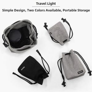 OWMXZL Multi-size Camera Bag Grey Black Soft Drawstring Pouch Convenient Waterproof Photography Bag For DSLR Camera
