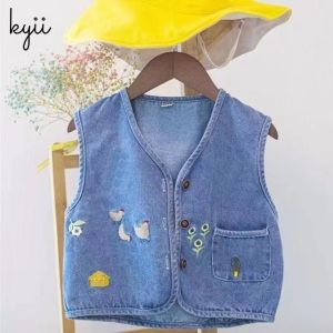 KYII Children clothes girl autumn coat baby Korean fashion Denim Coat kyii0159