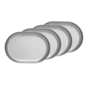 Stainless Steel Oval Shallow Plate/Basins for Home and Restaurant Portable Dinnerware Set for Outdoor Cooking Picnics