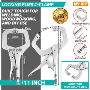 MYDIYHOMEDEPOT - 7" or 11" Locking Plier C Clamp C Type Flat Vice Grip Locking Plier Welding Locking Plier Kunci C Clamp