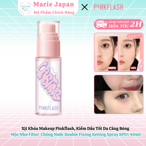 Xịt Khóa Makeup Pinkflash Kiềm Dầu Tốt Da Căng Bóng Mịn Như Filter Chống Nước Double Fixing Setting Spray SP01 40ml
