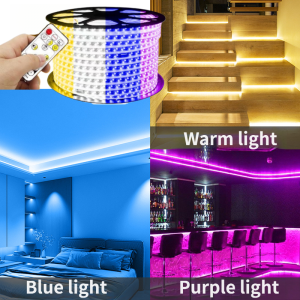 120 LEDs/M w/ Plug 3 In 1 LED Strip Light led for Ceiling Tricolor Remote Control Dimming Waterproof Super Bright Flexible Light Ceiling Led Light for Ceiling Strip light Thin can be Cut for Indoor Outdoor