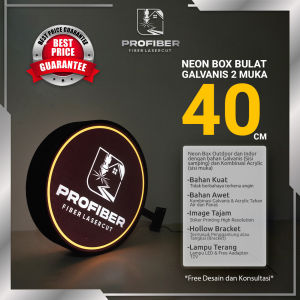 Neon Box Bulat uk 40cm 2 Sisi Sudah Termasuk Bracket Tinggal Pasang
