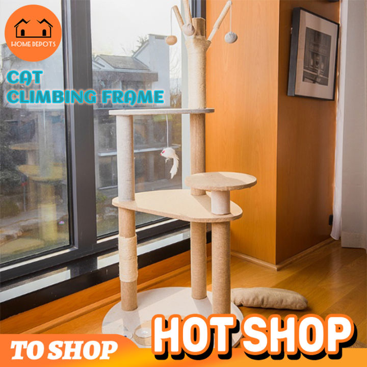 Home Depots Fourlayer Cats Tree Cat Climbing Tower Frame with Nest