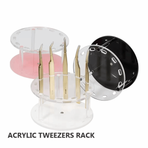 NBANLIKE Acrylic Material Eyelash Tweezers Holder 360° Rotate 12 Holes Lash Tweezers Stand Creative Detachable Design Makeup Tools Display Rack Eyelash Extension