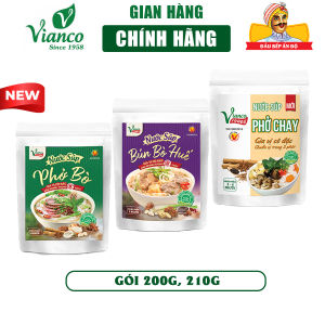 Combo 3 gói gia vị xốt nấu Phở bò 210g Bún Bò Huế 210g Phở chay gói 210g Vianco Gia Vị Việt Ấn